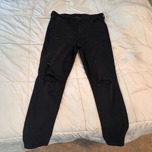 American Eagle Ne(x)t Level Stretch Black Skinny Jeans with Knee Rips - 18